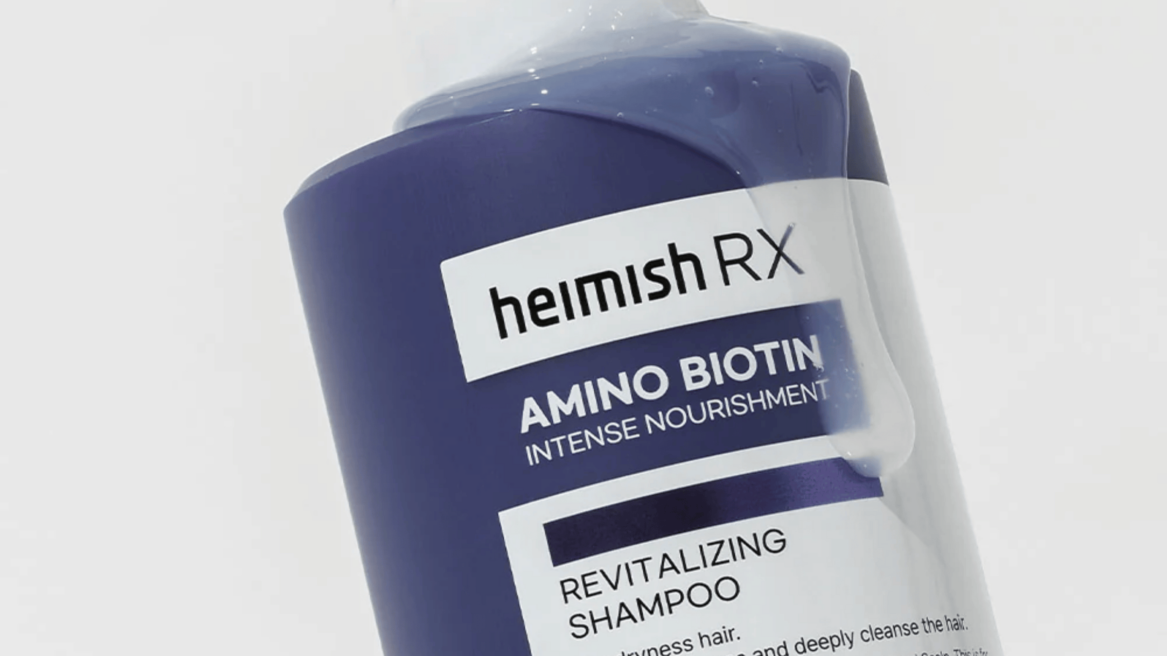 Heimish RX Amino Biotin Revitalizing Shampoo med rinnande formula – näringsrik hårvård för torrt och kliande hår.