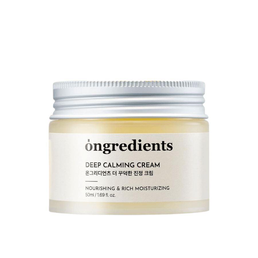 Ongredients Deep Calming Cream – vegansk fuktkräm med sheasmör och centella för näring, lugn och starkare hudbarriär.