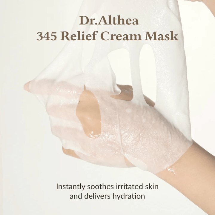 Dr. Althea 345 Relief Cream Mask vegansk cellulose Sheet mask med essens for bedre absorpsjon og hudkomfort