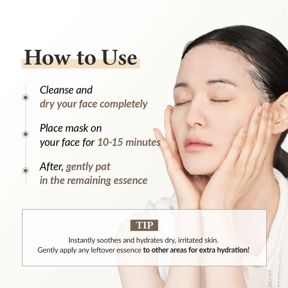 Hvordan bruke Dr. Althea 345 Relief Cream Mask Sheet mask – påfør i 10–15 minutter for fuktet og beroliget hud