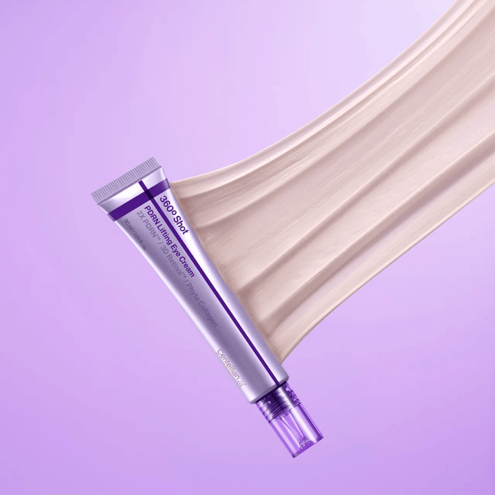 Centellian24 360º Shot PDRN Lifting Eye Cream tekstur – nærbilde av kremet Øyekrem med PDRN og kollagen som hjelper til med å fukte og gi huden rundt øynene et glattere utseende.