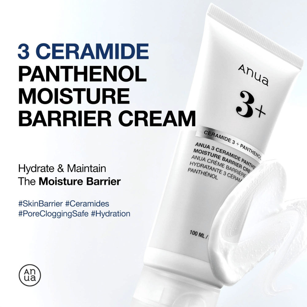 Anua 3 Ceramide Panthenol Moisture Barrier Cream – fukter og styrker hudens beskyttelsesbarriere.