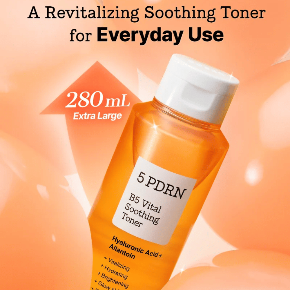 COSRX 5 PDRN B5 Vital Soothing Toner 280 ml ekstra stor beroligende ansiktsvann med hyaluronsyre og allantoin for daglig bruk