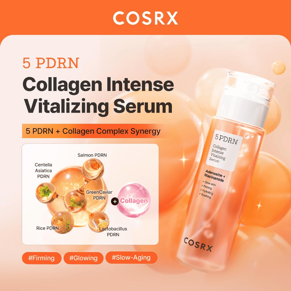 COSRX 5 PDRN serum med kollagenkompleks som styrker hudbarrieren, gir glød og motvirker aldringstegn