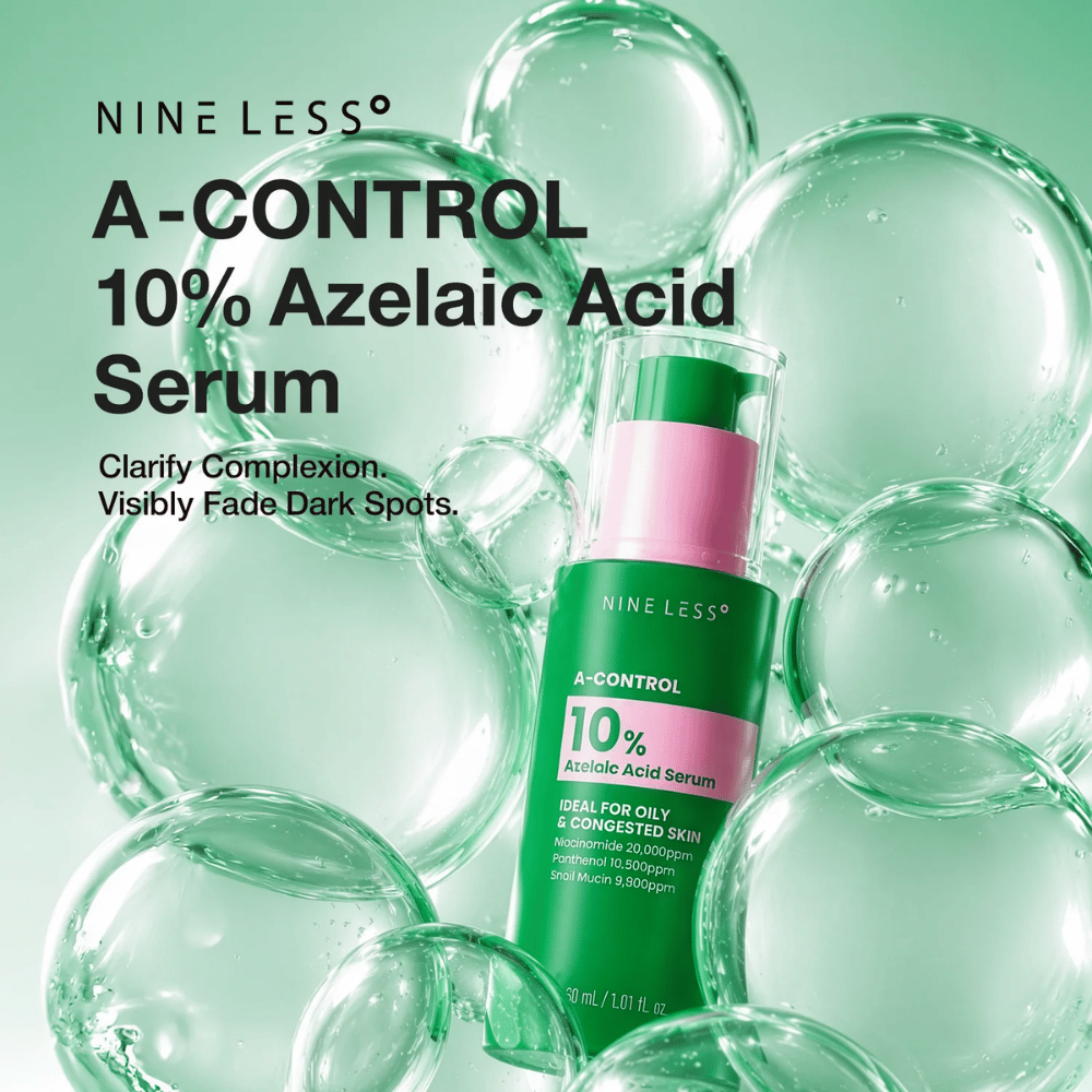 NINELESS A-Control 10% Azelaic Acid Serum 30 ml – koreansk serum med azelainsyre for urenheter, pigmentflekker og en jevnere hudtone.