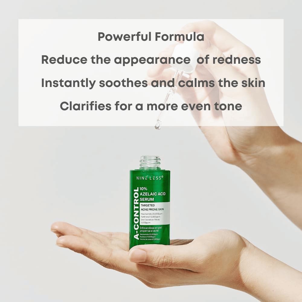 Kraftig serum med 10% azelainsyre som reduserer rødhet, beroliger og balanserer huden. Perfekt for akneutsatt hud, gir en klarere hudtone og jevnere tekstur. Ideell for daglig hudpleie.