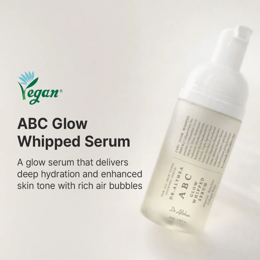 Bilde – branding / hovedbilde (viktigst)
Dr. Althea ABC Glow Whipped Serum – vegansk glow-serum med luftige bobler som fukter huden og gir jevnere hudtone og naturlig glød.