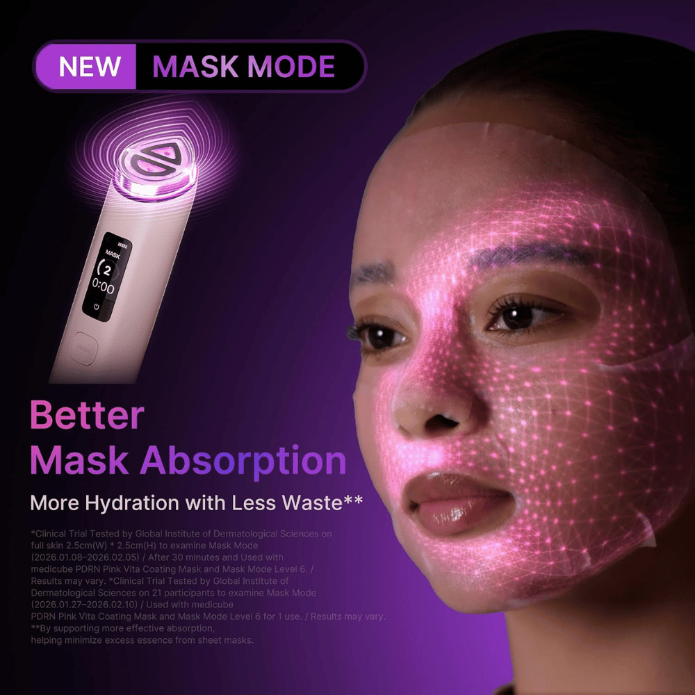 medicube AGE-R Booster Pro X2 Mask Mode for forbedret opptak av ansiktsmasker og økt fuktighet