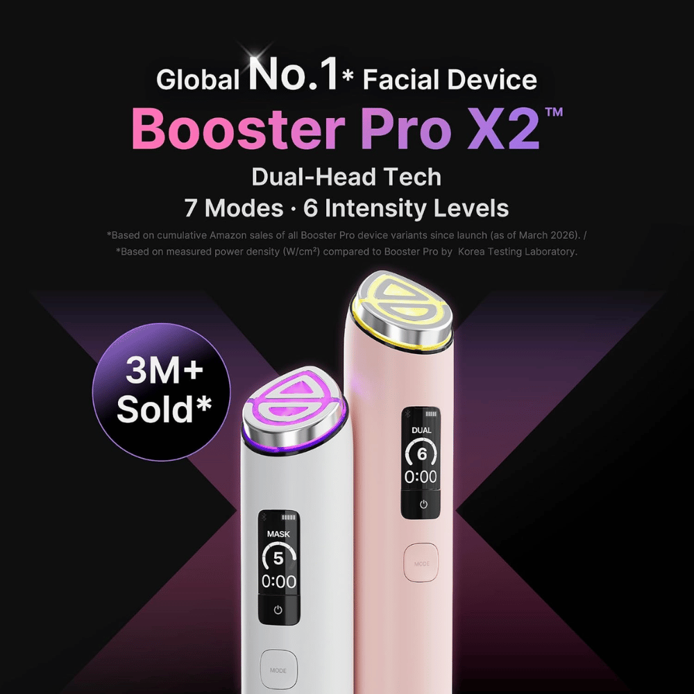 medicube AGE-R Booster Pro X2 avansert hudpleieenhet med Dual-Head Tech, sju behandlingsmoduser og seks intensitetsnivåer