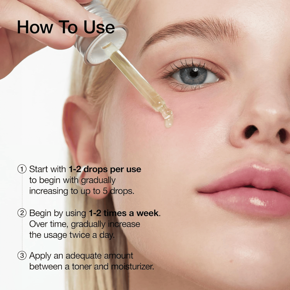 Bruk av ANUA Azelaic Acid 10+ Hyaluron Serum:

Begynn med 1-2 dråper og øk gradvis til 5 dråper.
Bruk 1-2 ganger i uken og øk deretter til daglig bruk morgen og kveld.
Påfør mellom toner og fuktighetskrem.