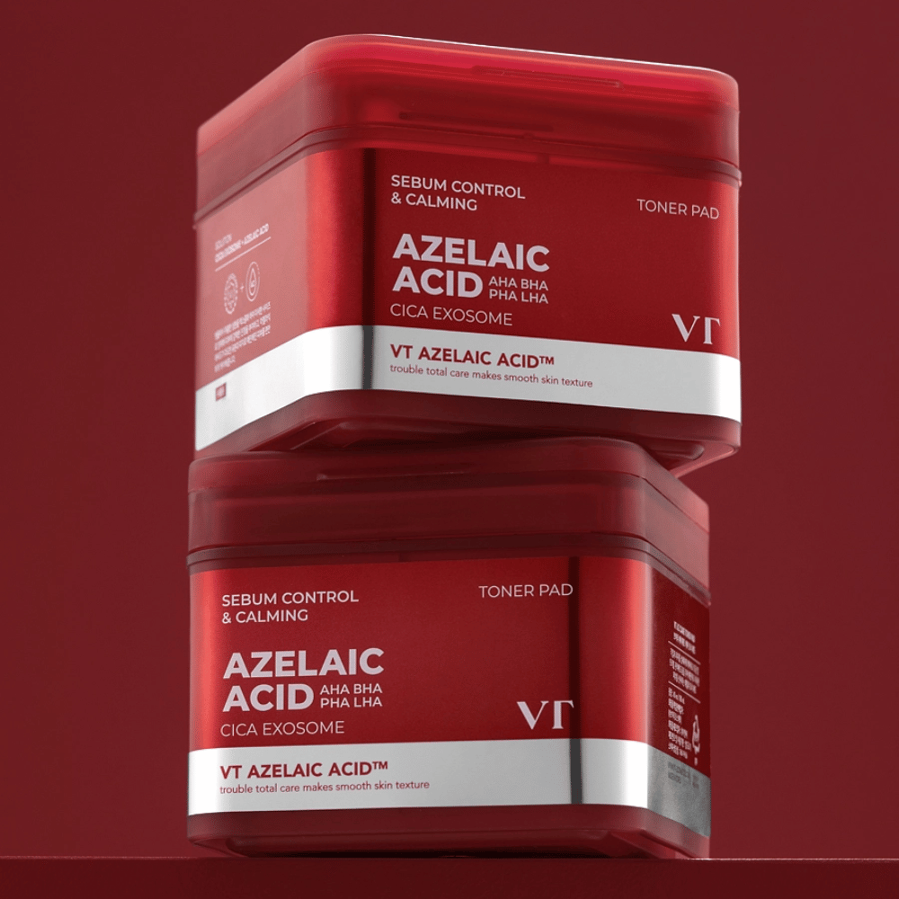 To bokser VT Azelaic Acid Toner Pad – effektiv sebumkontroll og hudberoligende pleie med Cica Exosome.