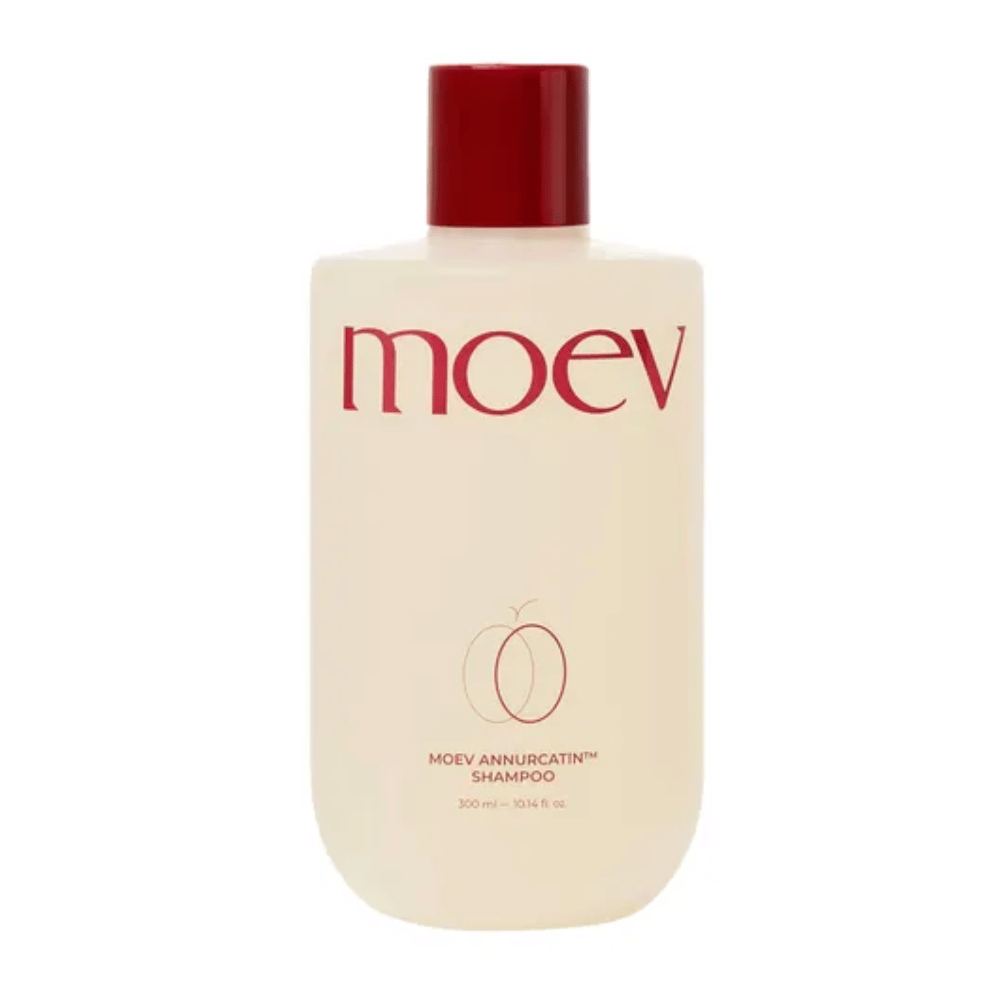 MOEV Annurcatin Shampoo 300 ml – en næringsrik, vegansk sjampo beriket med Annurca-eple, biotin og koffein som styrker håret og fremmer en sunn hodebunn.