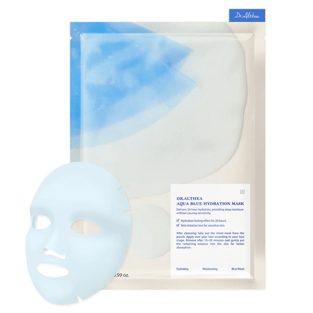 Dr. Althea Aqua Blue Hydration Mask
Gir 24 timers dyp fuktighet uten å irritere huden. Perfekt for sensitiv hud. Masken inneholder azulen som beroliger og fukter intensivt.