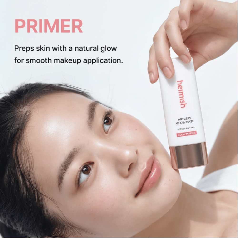 Heimish Artless Glow Base SPF50+ PA++++ brukes som primer før makeup for en jevn base med naturlig glød.