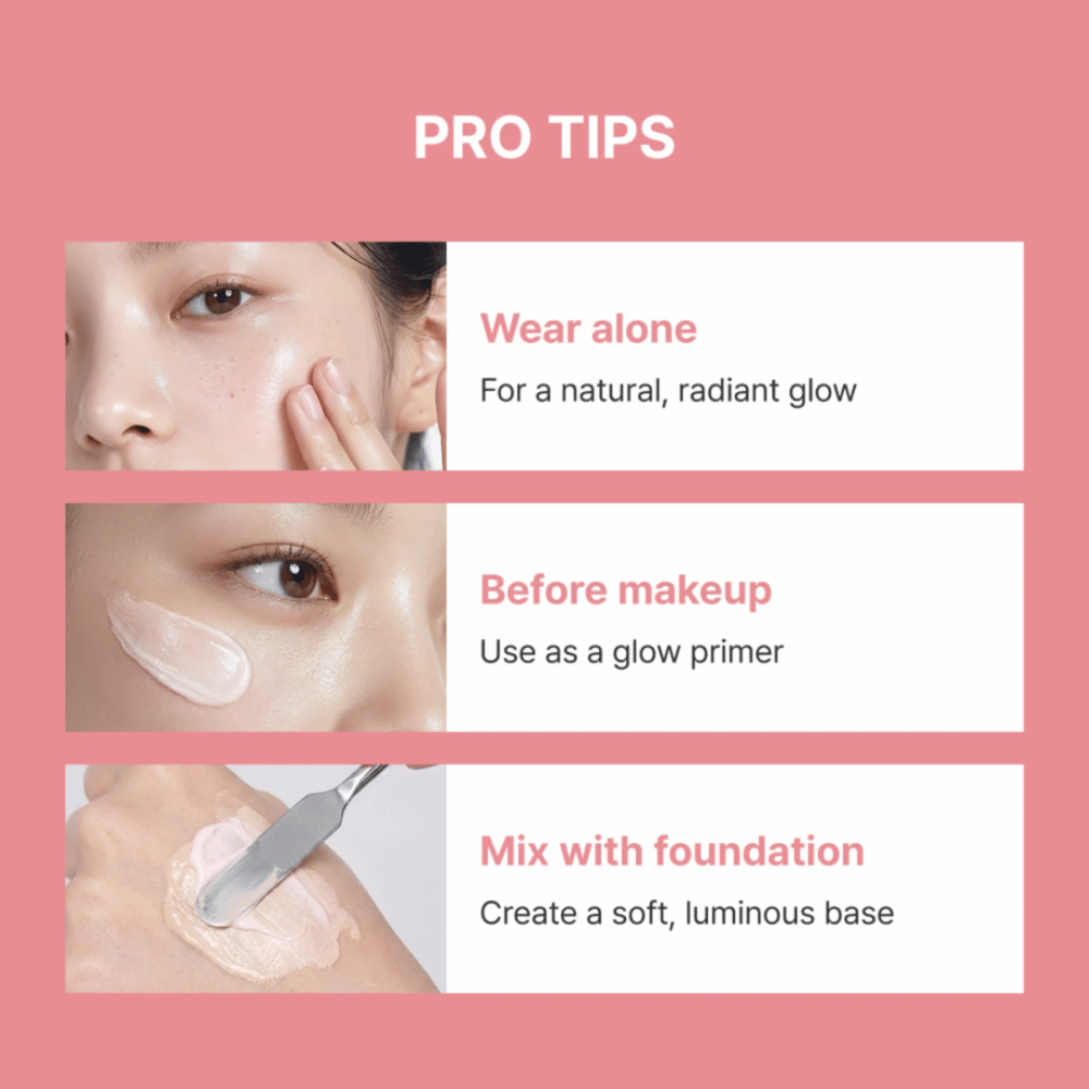 Heimish Artless Glow Base – tre måter å bruke glow primer på: alene, før makeup eller blandet med foundation for ekstra glød.