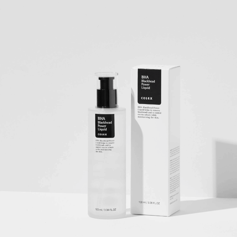 COSRX BHA Blackhead Power Liquid 100 ml med emballasje – eksfolierende ansiktsserum med BHA som motvirker hudormer og overflødig talg.