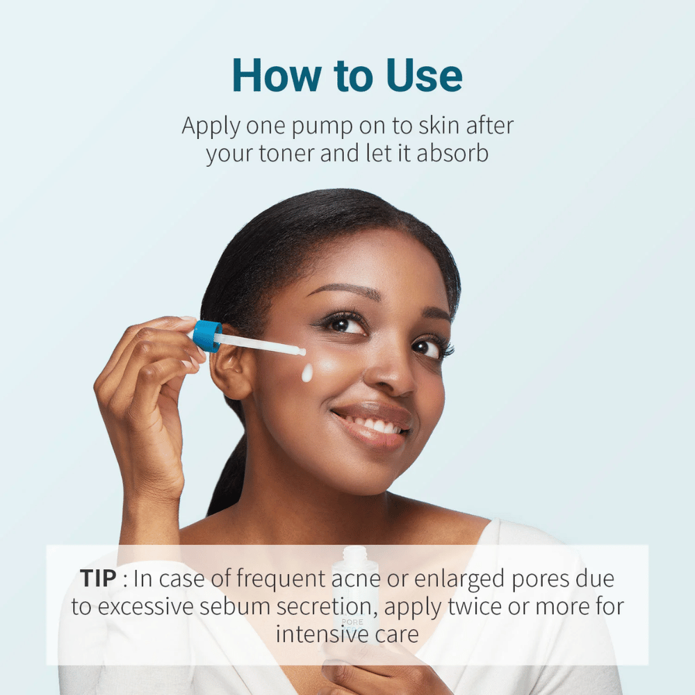 Be The Skin BHA+ Pore Zero Serum påføres med pipette etter ansiktsvann