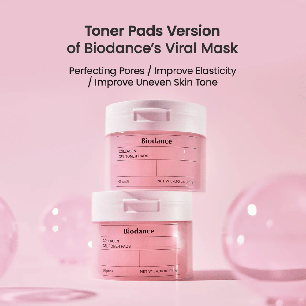 Biodance Collagen Gel Toner Pads kombinerer kollagen og pleiende ingredienser for å forfine porene, forbedre hudens elastisitet og jevne ut hudtonen. Perfekt for en daglig oppfriskning og glødende hud.