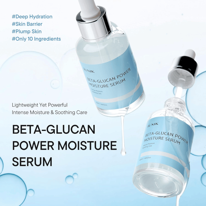iUNIK Beta-Glucan Power Moisture Serum – koreansk ansiktsserum for dyp fuktighet og beroligende hudpleie