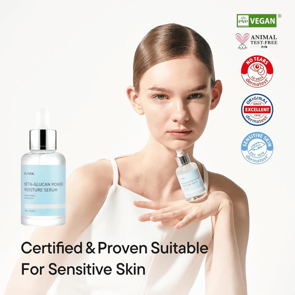 iUNIK Beta-Glucan Power Moisture Serum – vegansk og cruelty-free serum som passer sensitiv hud og styrker hudbarrieren
