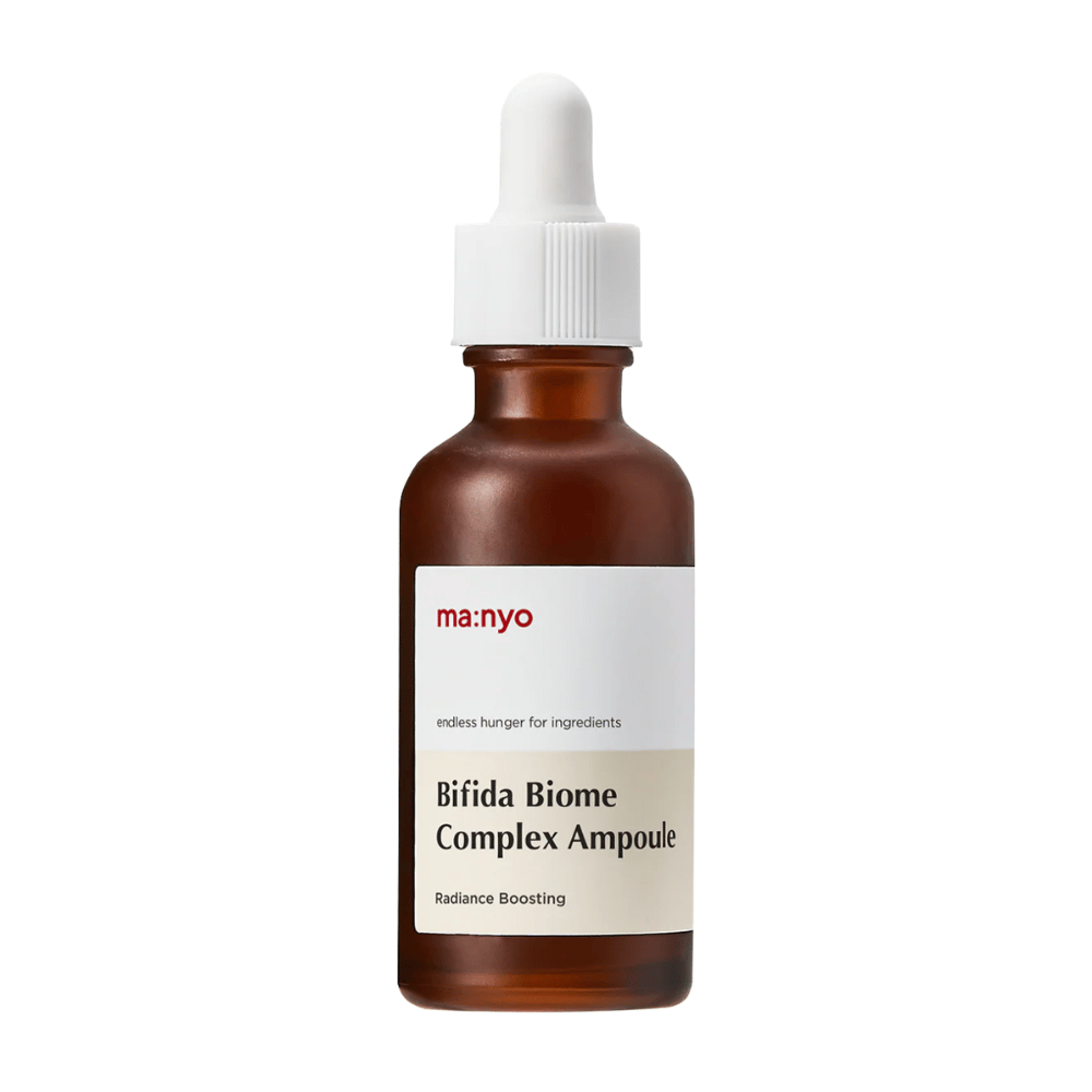 Ren frilagt produktbilde av ma:nyo Bifida Biome Complex Ampoule på lys bakgrunn.