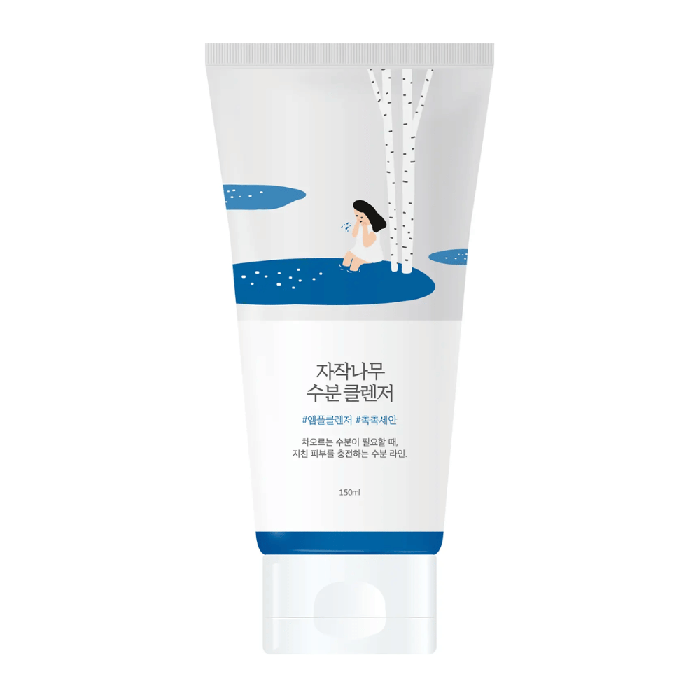 ROUND LAB Birch Juice Moisturizing Cleanser 150 ml i tube, mild og fuktighetsgivende ansiktsrens med bjørkesevje som renser skånsomt uten å tørke ut huden og passer alle hudtyper, også sensitiv hud.
