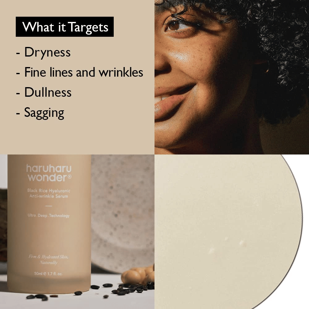 Haruharu Wonder Black Rice Hyaluronic Anti-Wrinkle Serum for tørrhet, fine linjer og tapt elastisitet