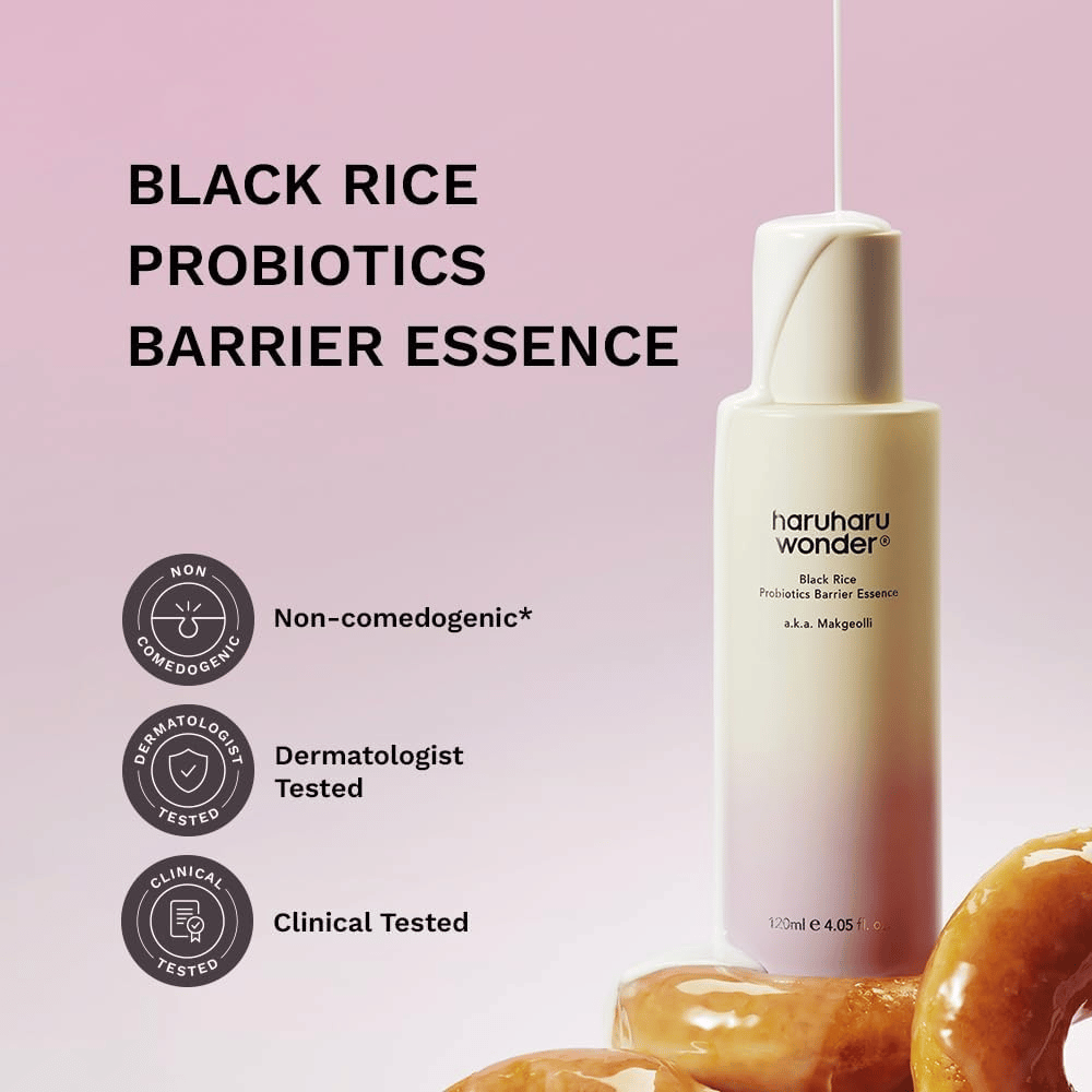 Essence med probiotika og svart ris som beroliger sensitiv hud og forbedrer hudens struktur og tone