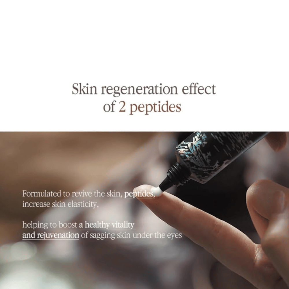 Pyunkang Yul Black Tea Time Reverse Eye Cream med peptider som bidrar til å støtte hudens elastisitet og gi området rundt øynene et friskere utseende.