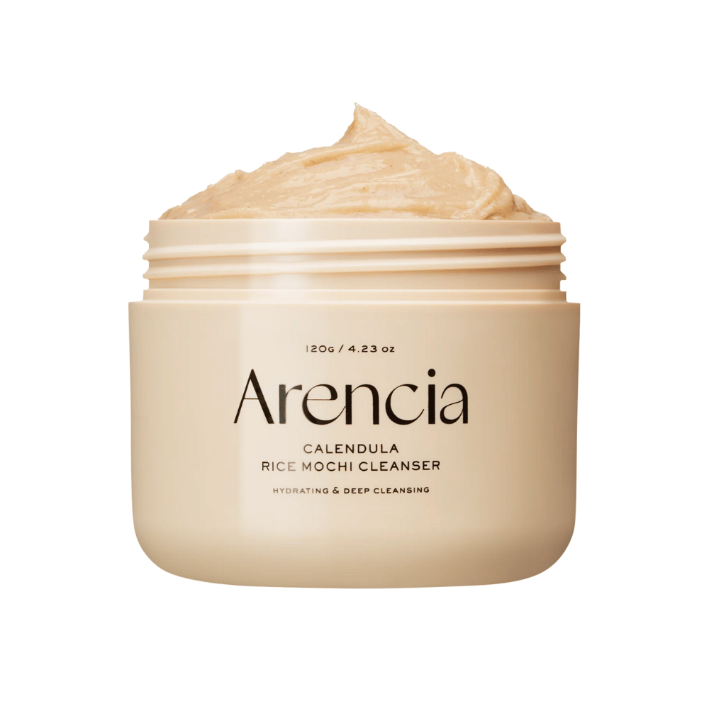Arencia Calendula Rice Mochi Cleanser 120 g – en fuktighetsgivende og dyprensende koreansk ansiktsrens med ringblomst og ris som beroliger huden og gir naturlig glød.