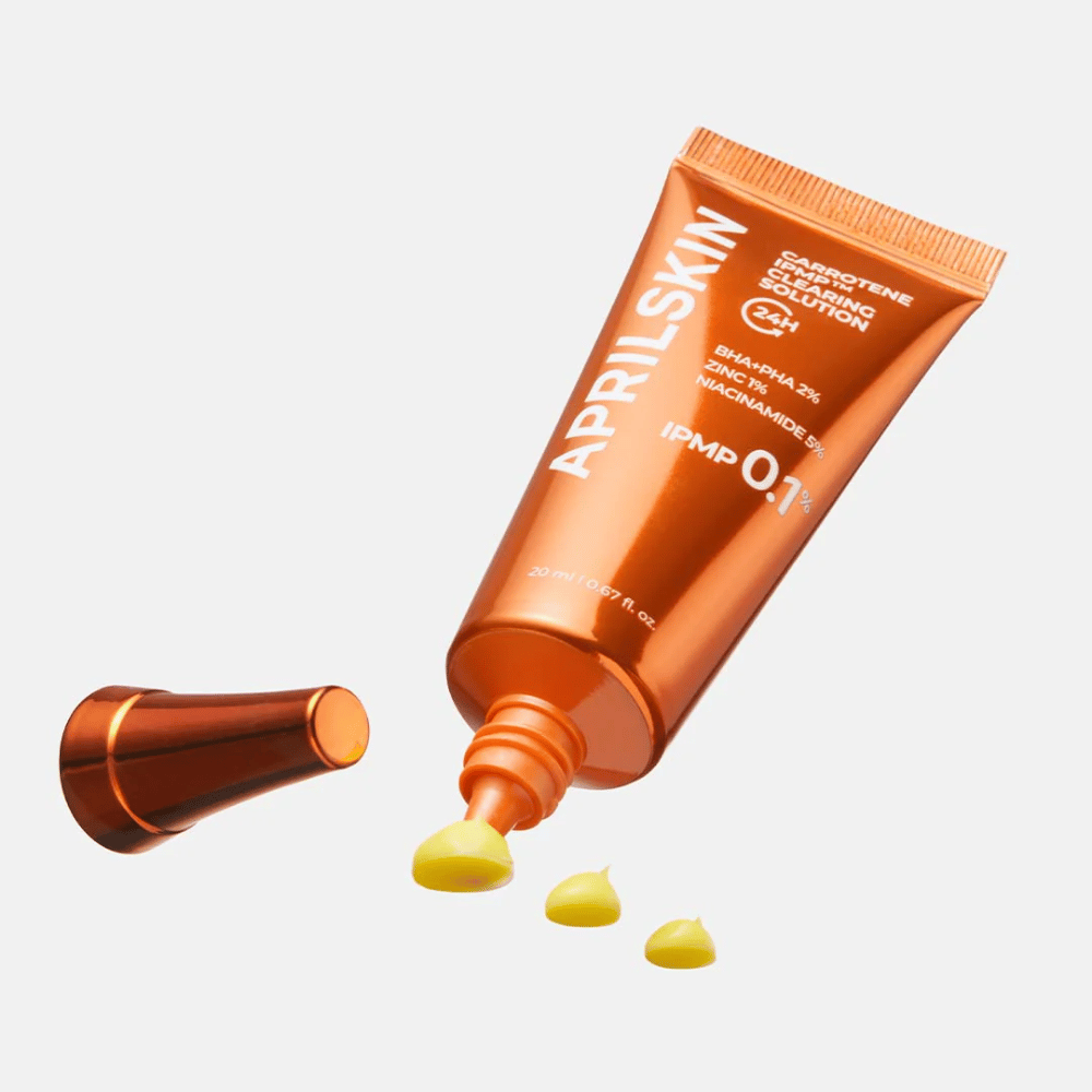 APRILSKIN Carrotene IPMP Clearing Solution spot treatment mot kviser og uren hud, konsentrert formel med IPMP 0.1 % og eksfolierende syrer