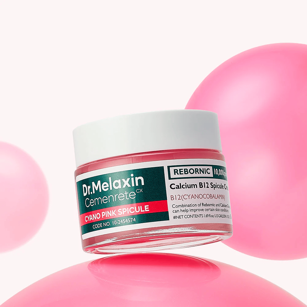 Dr. Melaxin Cemenrete Cyano Pink Spicule Cream med cyanokobalamin og spicules som hjelper huden å fornye seg og få jevnere hudtone.