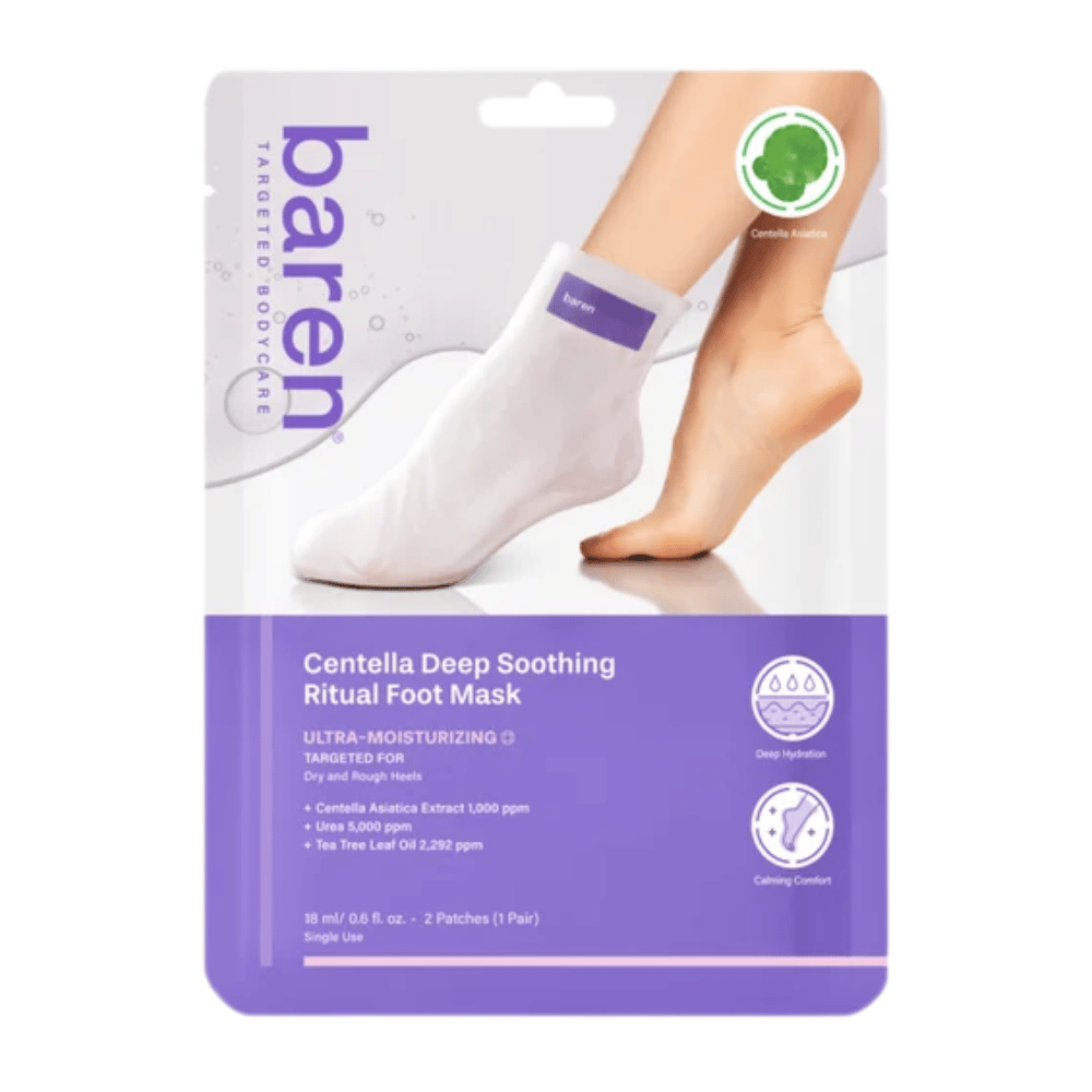 9. Baren Centella Deep Soothing Ritual Foot Mask 18 ml – fuktgivende fotmaske med centella asiatica og urea for tørre og ru føtter