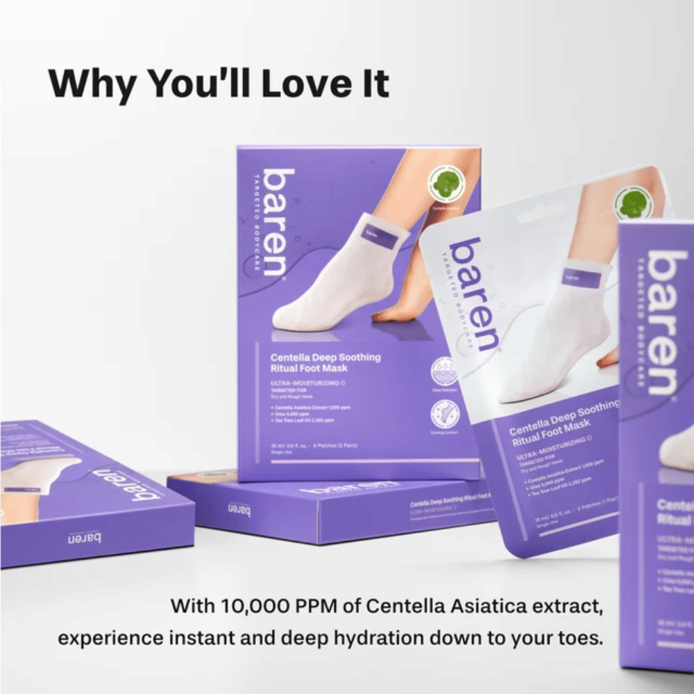 7. Baren Centella Deep Soothing Ritual Foot Mask – fuktgivende fotmasker med centella asiatica for tørre og ru hæler