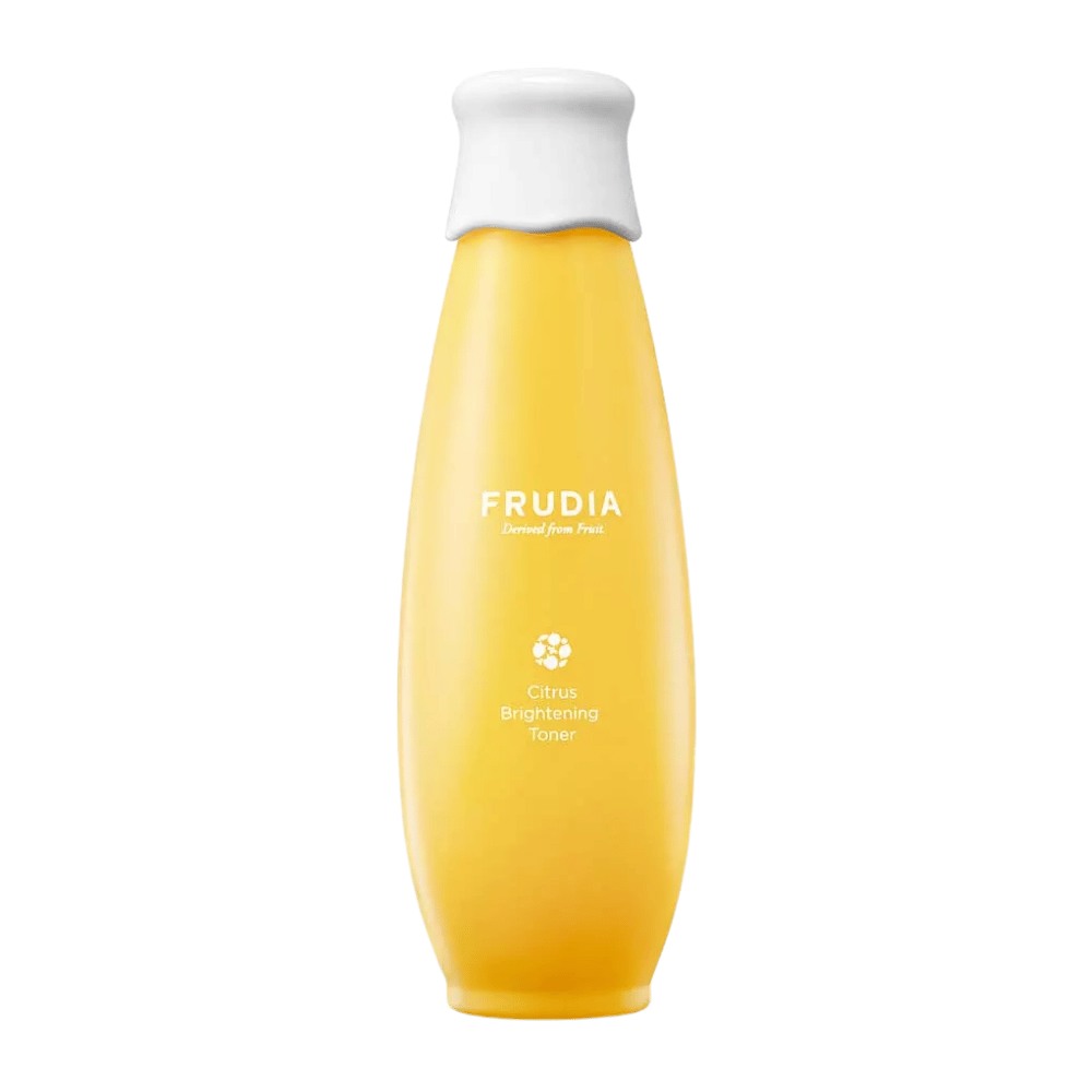 FRUDIA Citrus Brightening Toner 195 ml – koreansk ansiktsvann med sitrus og vitamin C som lysner hudtonen, fukter og gir huden en frisk, jevn glød.
