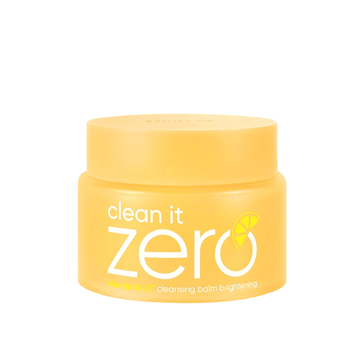 Banila Co Clean It Zero Cleansing Balm Brightening med Mandarin-C i gul krukke, cleansing balm som smelter bort sminke og gir klarere hud