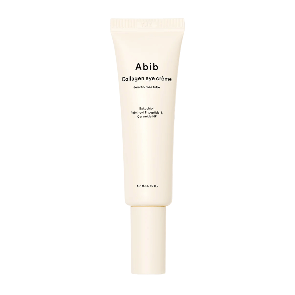 Produktbilde av Abib Collagen Eye Crème – Jericho Rose Tube 30 ml. Inneholder bakuchiol, tripeptider og ceramider for fastere hud.