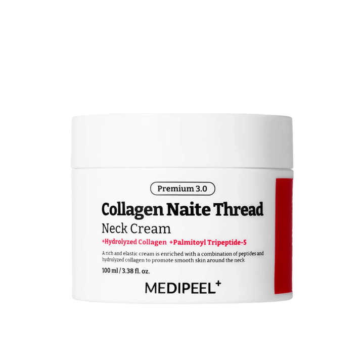 MEDIPEEL Collagen Naite Thread Neck Cream Premium 3.0 100 ml – koreansk halskrem med kollagen og Palmitoyl Tripeptide-5 for oppstramming, anti-age og forbedret hudstruktur.