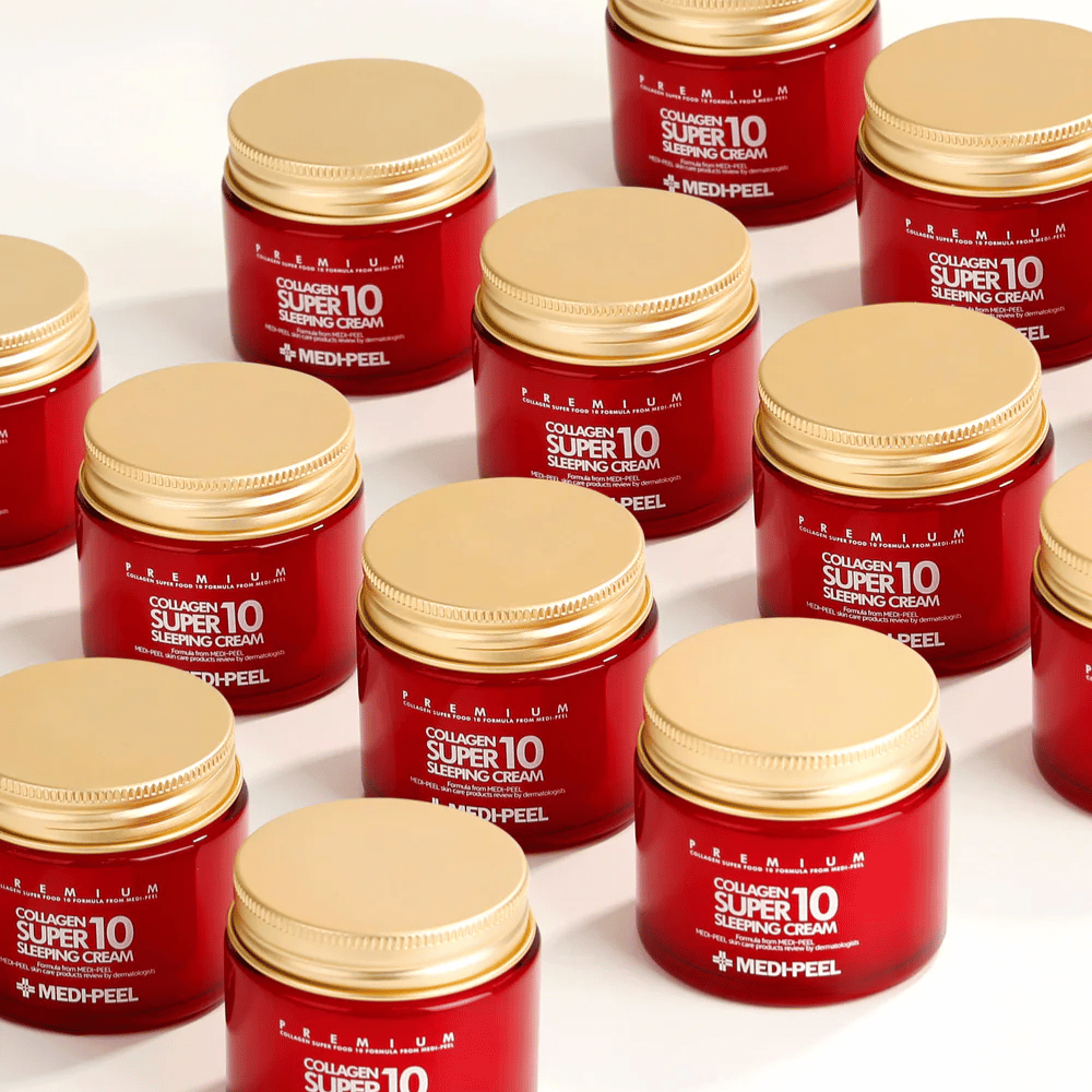MEDI-PEEL Collagen Super 10 Sleeping Cream – populær koreansk nattkrem med kollagen som forbedrer hudens elastisitet og glød.