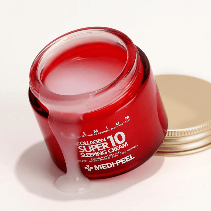 MEDI-PEEL Collagen Super 10 Sleeping Cream – koreansk nattkrem med kollagen som fukter, styrker hudbarrieren og gir spenst om natten.