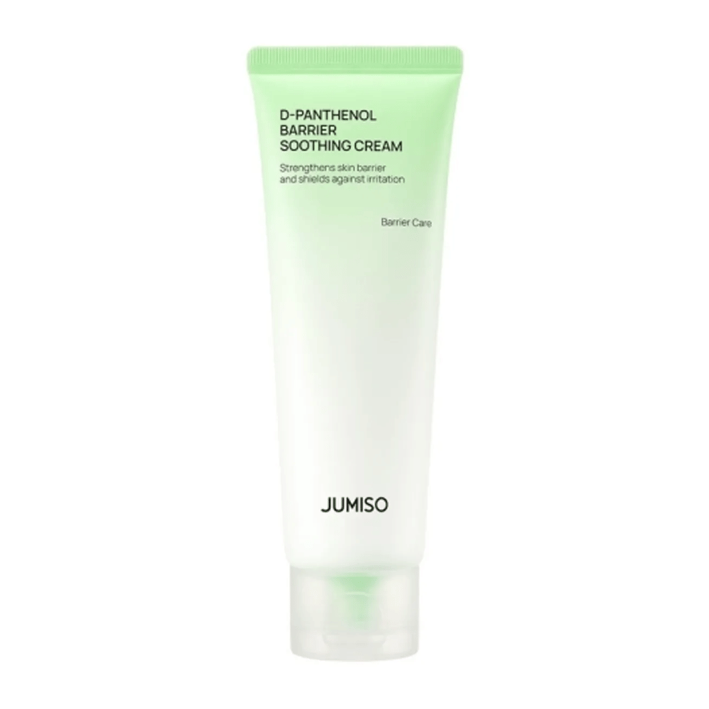 Produktbilde av Jumiso D-Panthenol Barrier Soothing Cream i grønn tube mot hvit bakgrunn.