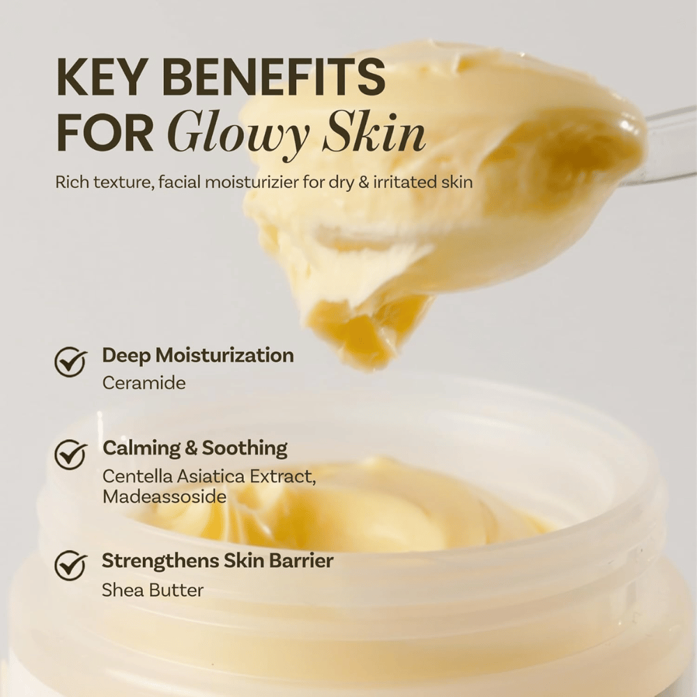 Ongredients Deep Calming Cream – rik, fuktighetsgivende krem med ceramid og centella som beroliger og styrker hudbarrieren.