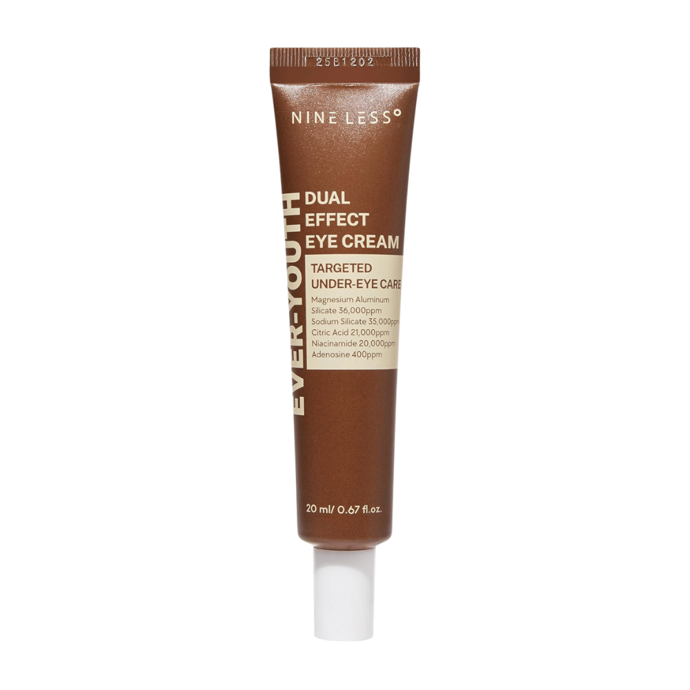 NINE LESS Ever-Youth Dual Effect Eye Cream 20 ml – produktbilde av Øyekrem i brun tube