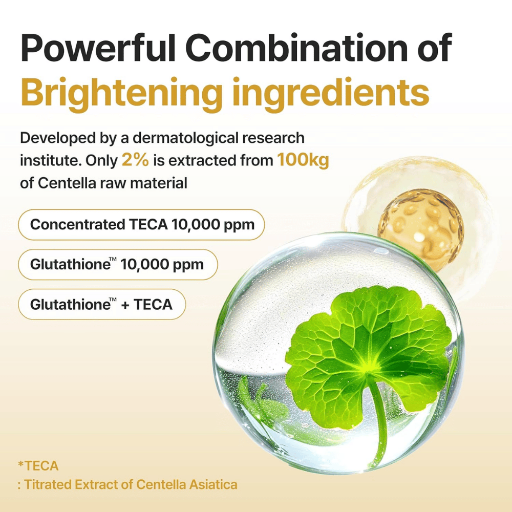 Centellian24 Expert Madeca Mela Capture Ampoule Max med TECA 10 000 ppm og glutathione 10 000 ppm for en jevnere hudtone og økt glød.