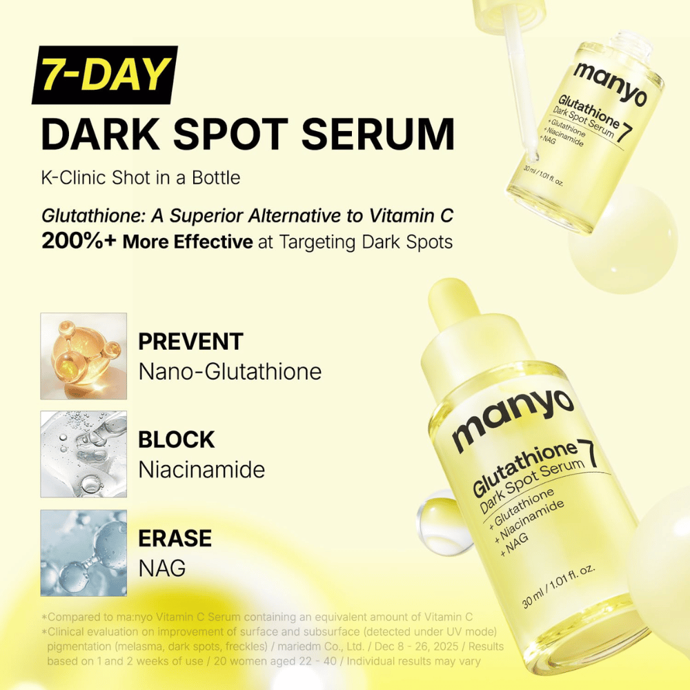 Ma:nyo Glutathione 7 Dark Spot Serum for intensiv behandling av pigmentflekker med glutathione, niacinamide og NAG