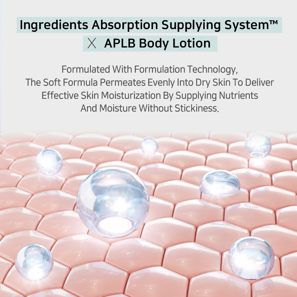 APLB body lotion med Ingredients Absorption Supplying System som trenger inn i huden og gir intensiv fuktighet uten klebrig følelse
