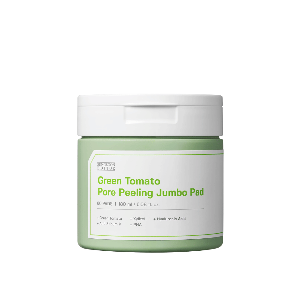 1. SUNGBOON EDITOR Green Tomato Pore Peeling Jumbo Pad 60 pads – produktbilde av krukke