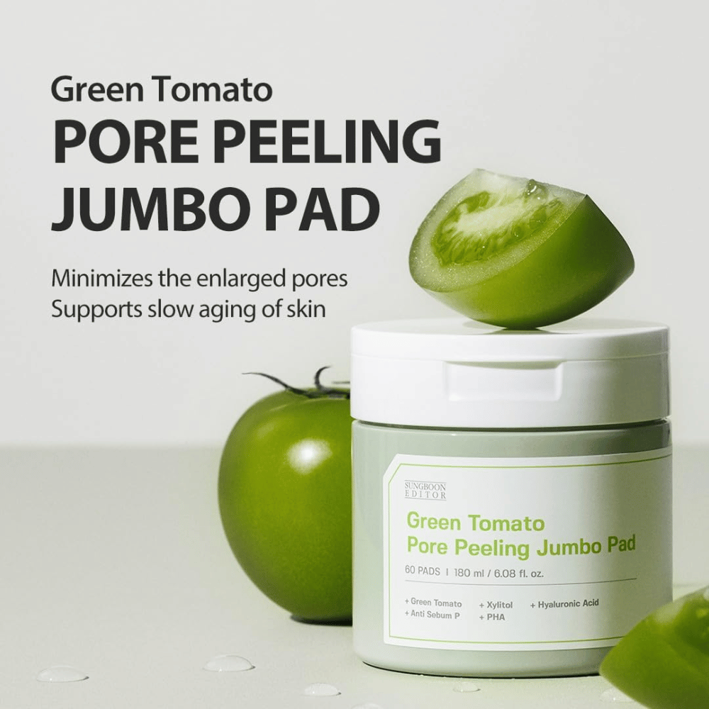 SUNGBOON EDITOR Green Tomato Pore Peeling Jumbo Pad – eksfolierende pads for porer og jevnere hudstruktur