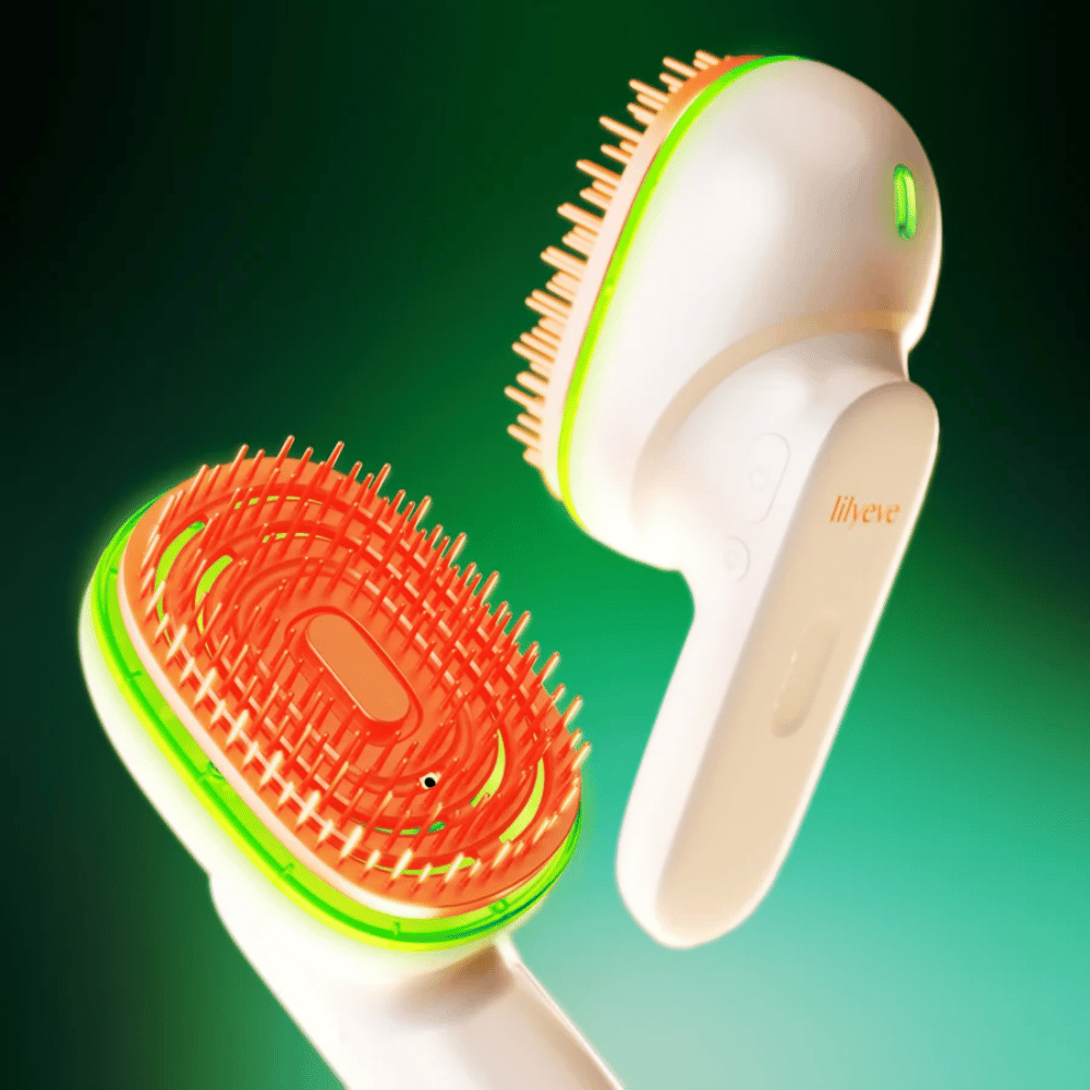 LILYEVE GrowTurn Brush Steam Booster – hodebunnsbørste med grønn LED-lysfunksjon