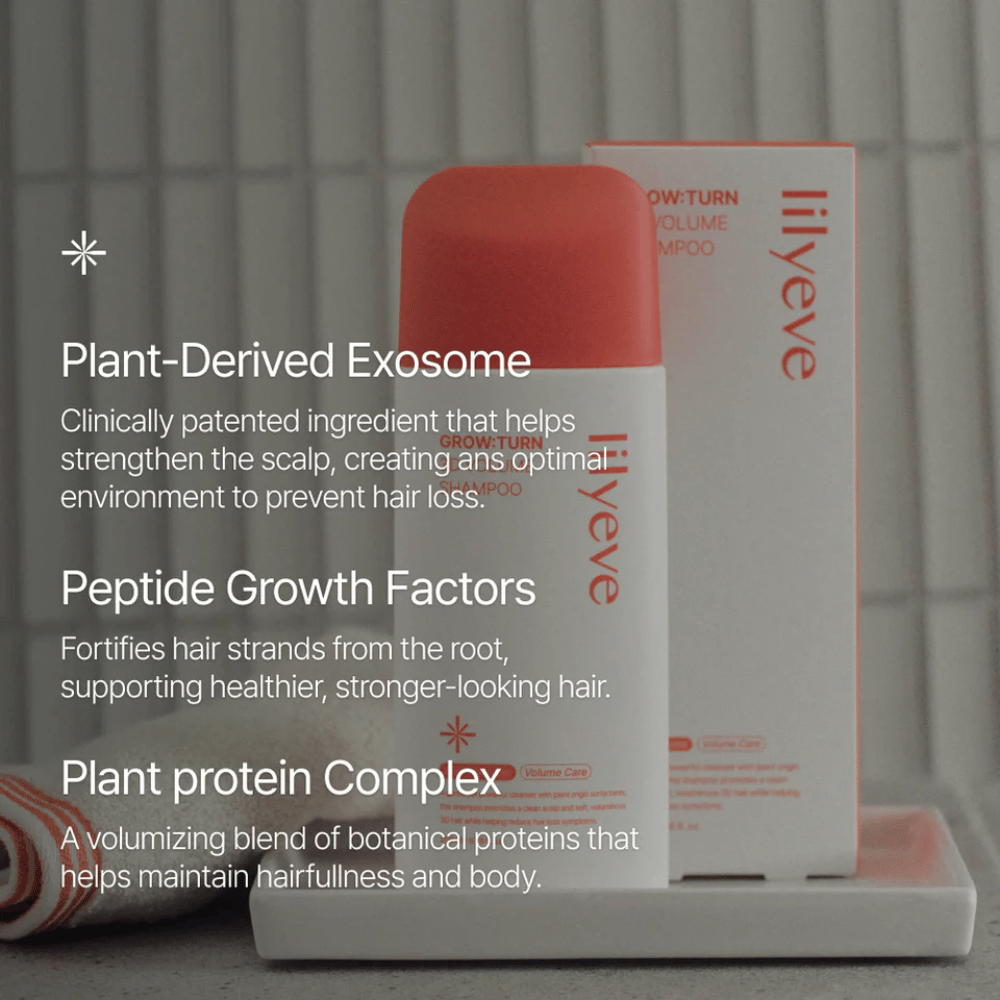 LILYEVE Grow:Turn Exosome 3D Volume Brush Shampoo med klinisk utviklet formel for hodebunn og volum
